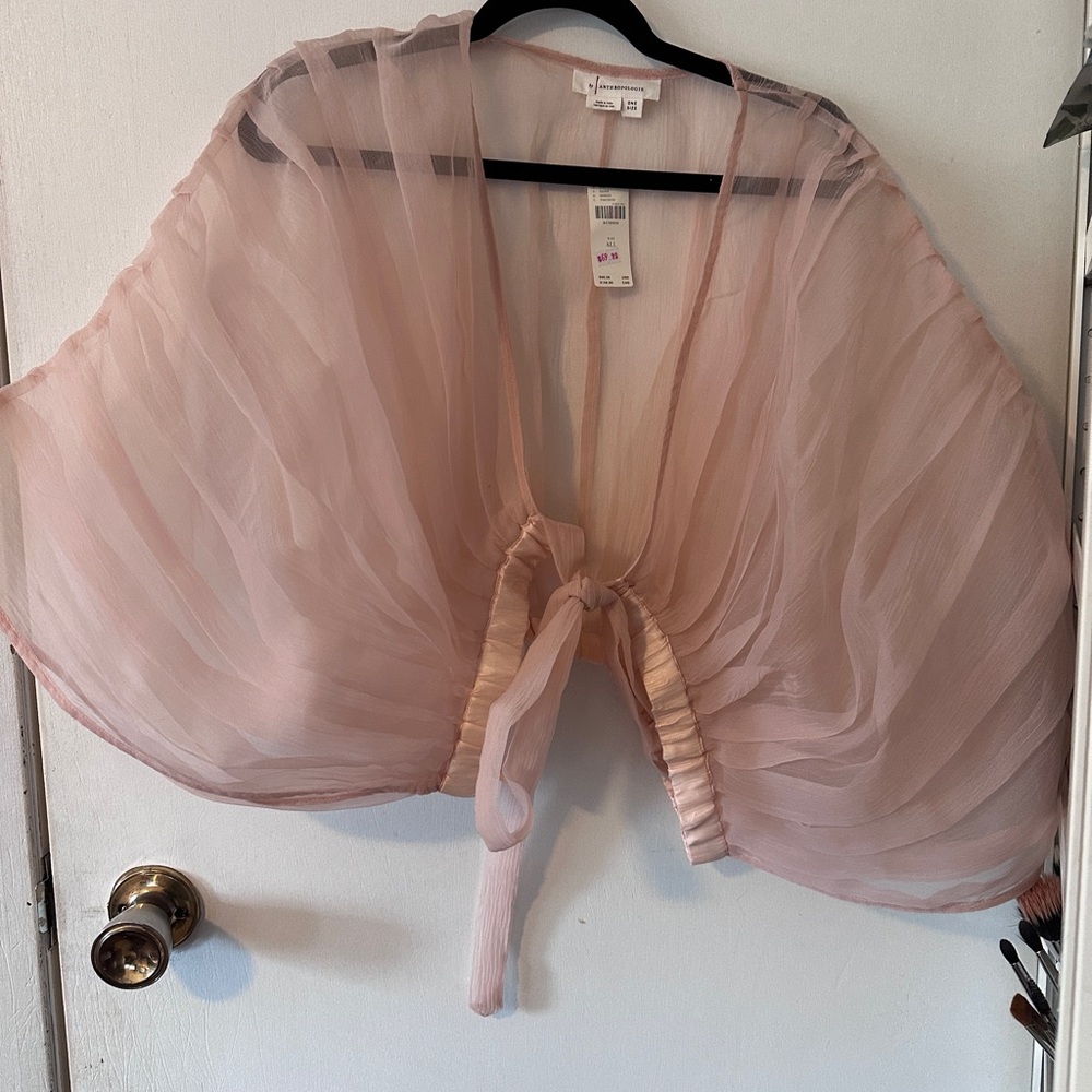 Sheer Pink Tie-Front Cape